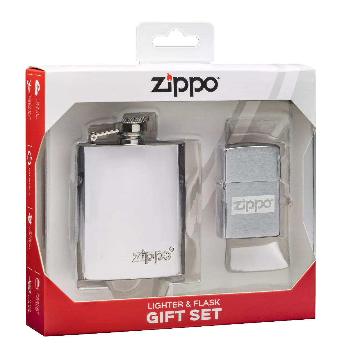 Zippo Brushed Chrome Lighter and Flask Set - 49358 - Image 7