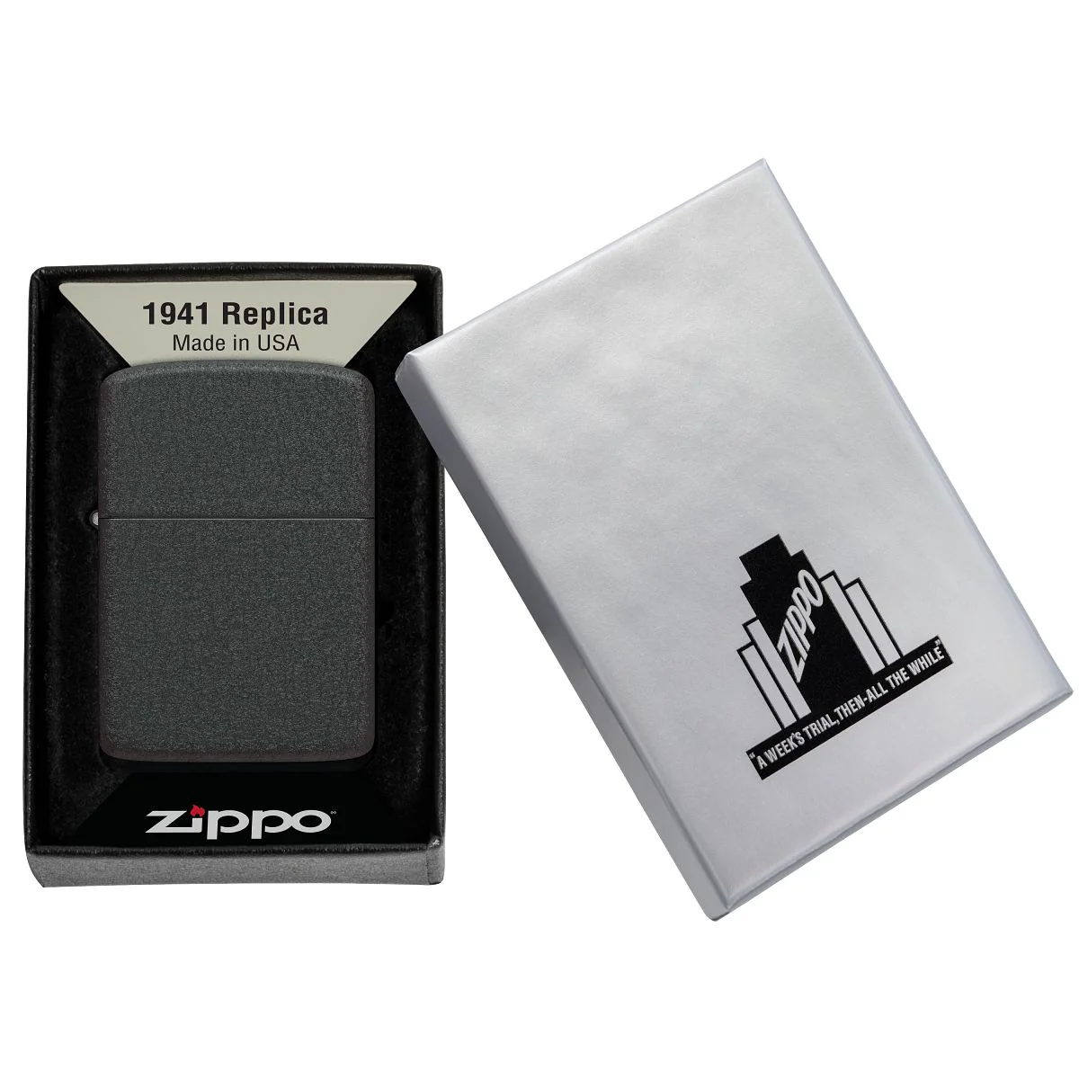 Zippo Lighter: 1941 Replica - Black Crackle 28582 - Image 6