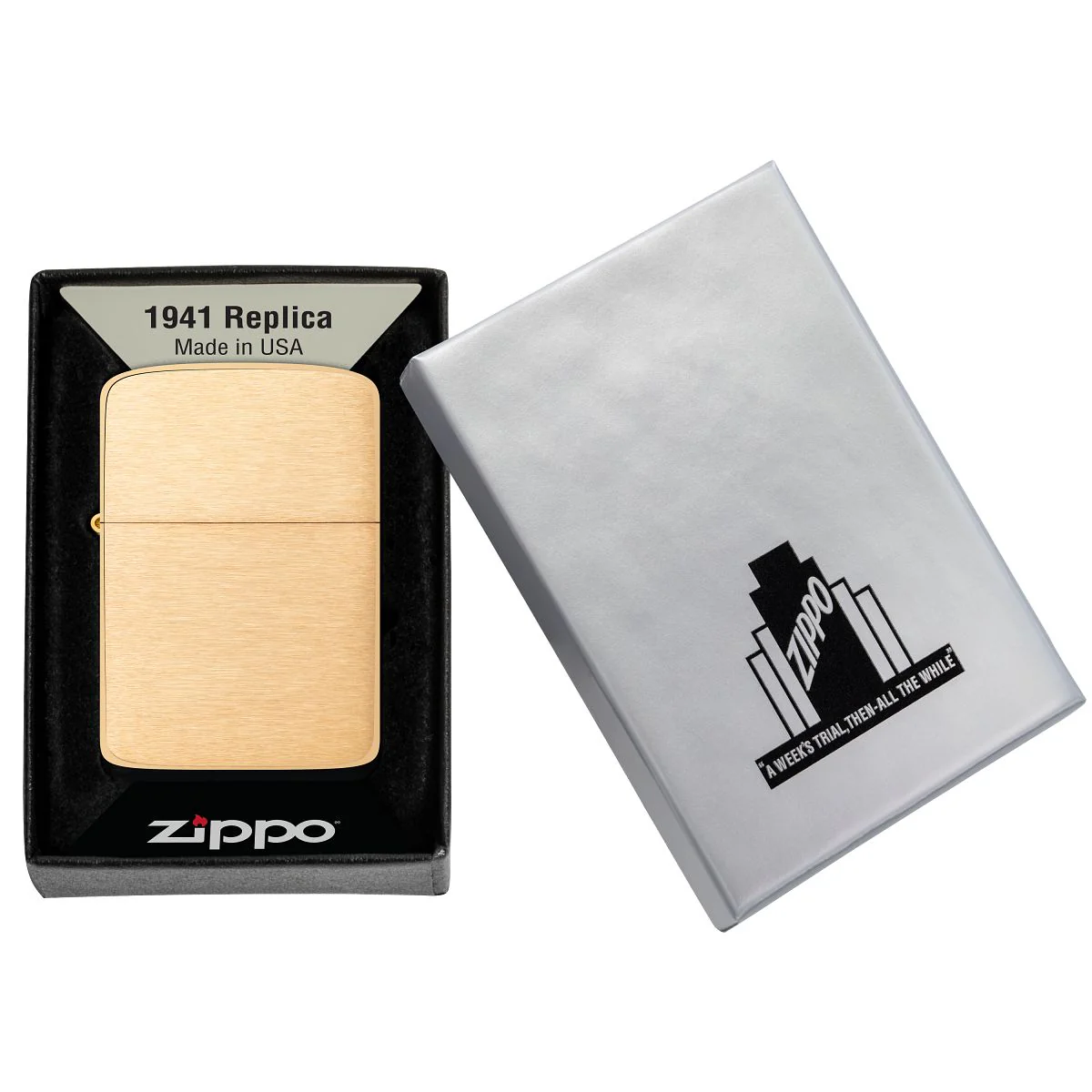 Zippo Lighter: 1941 Replica - Brushed Brass 1941B - Image 6