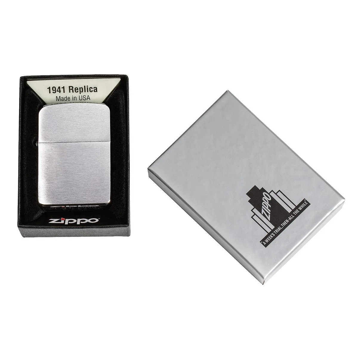 Zippo Lighter: 1941 Replica - Brushed Chrome 1941 - Image 2