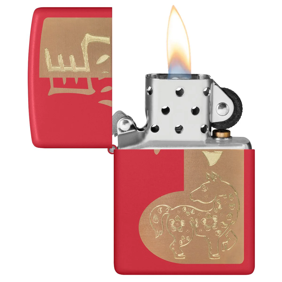 Zippo Lighter: 2026 Year of the Horse, Engraved - Red Matte 46931 - Image 3
