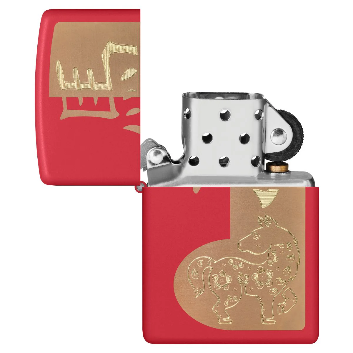 Zippo Lighter: 2026 Year of the Horse, Engraved - Red Matte 46931 - Image 4