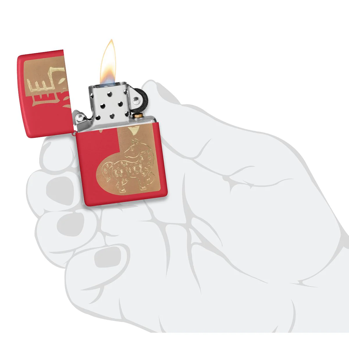 Zippo Lighter: 2026 Year of the Horse, Engraved - Red Matte 46931 - Image 5