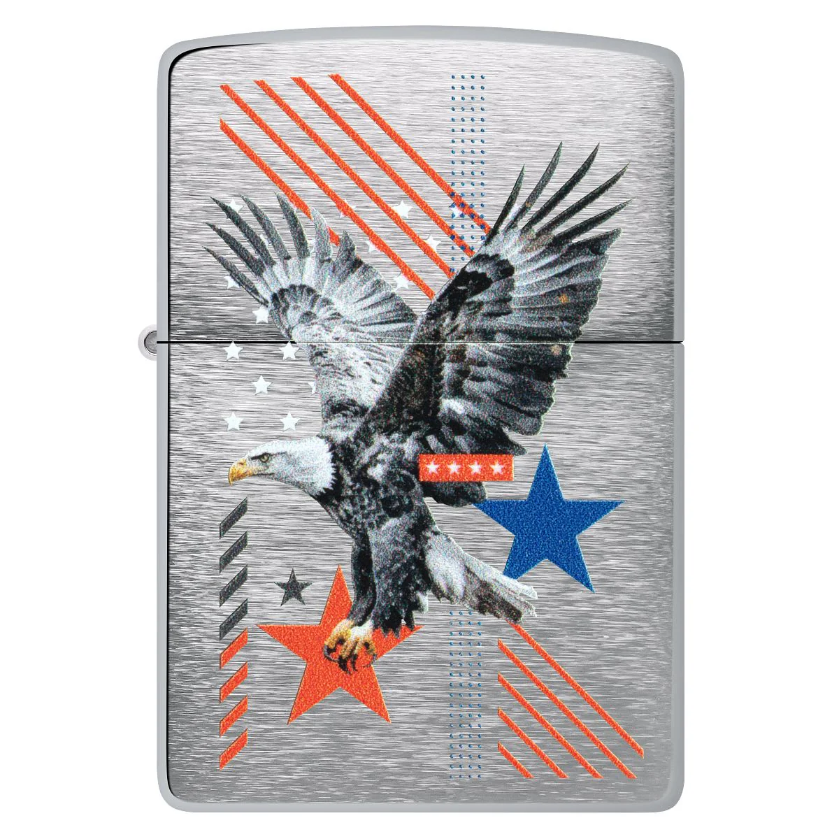 Zippo Lighter: Abstract Americana Design - Brushed Chrome 46820 - Image 2