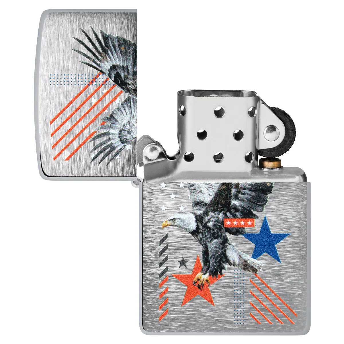 Zippo Lighter: Abstract Americana Design - Brushed Chrome 46820 - Image 4