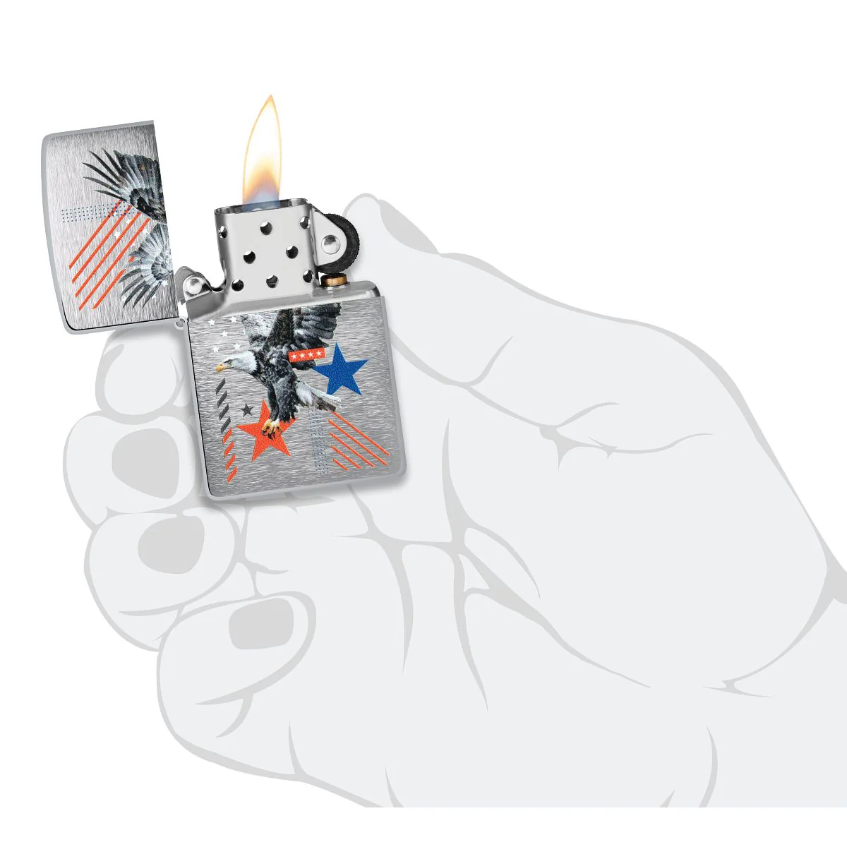 Zippo Lighter: Abstract Americana Design - Brushed Chrome 46820 - Image 5