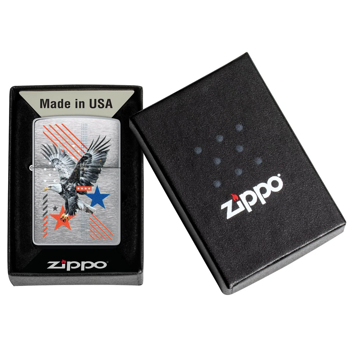 Zippo Lighter: Abstract Americana Design - Brushed Chrome 46820 - Image 6