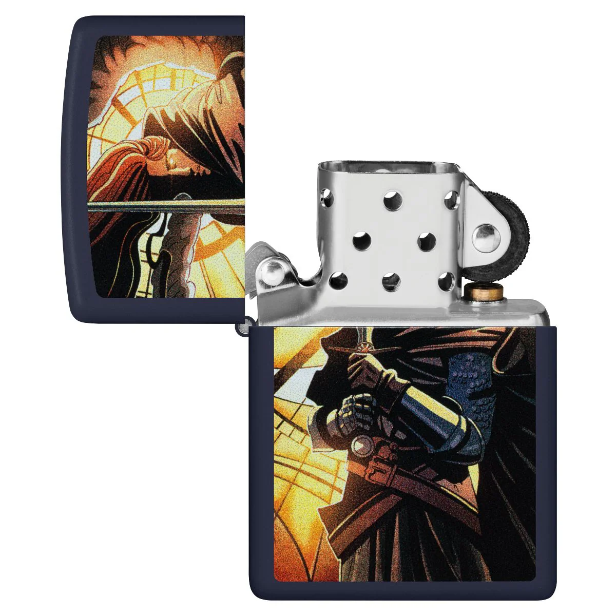 Zippo Lighter: Abstract Medieval Knight - Navy Matte 46833 - Image 4