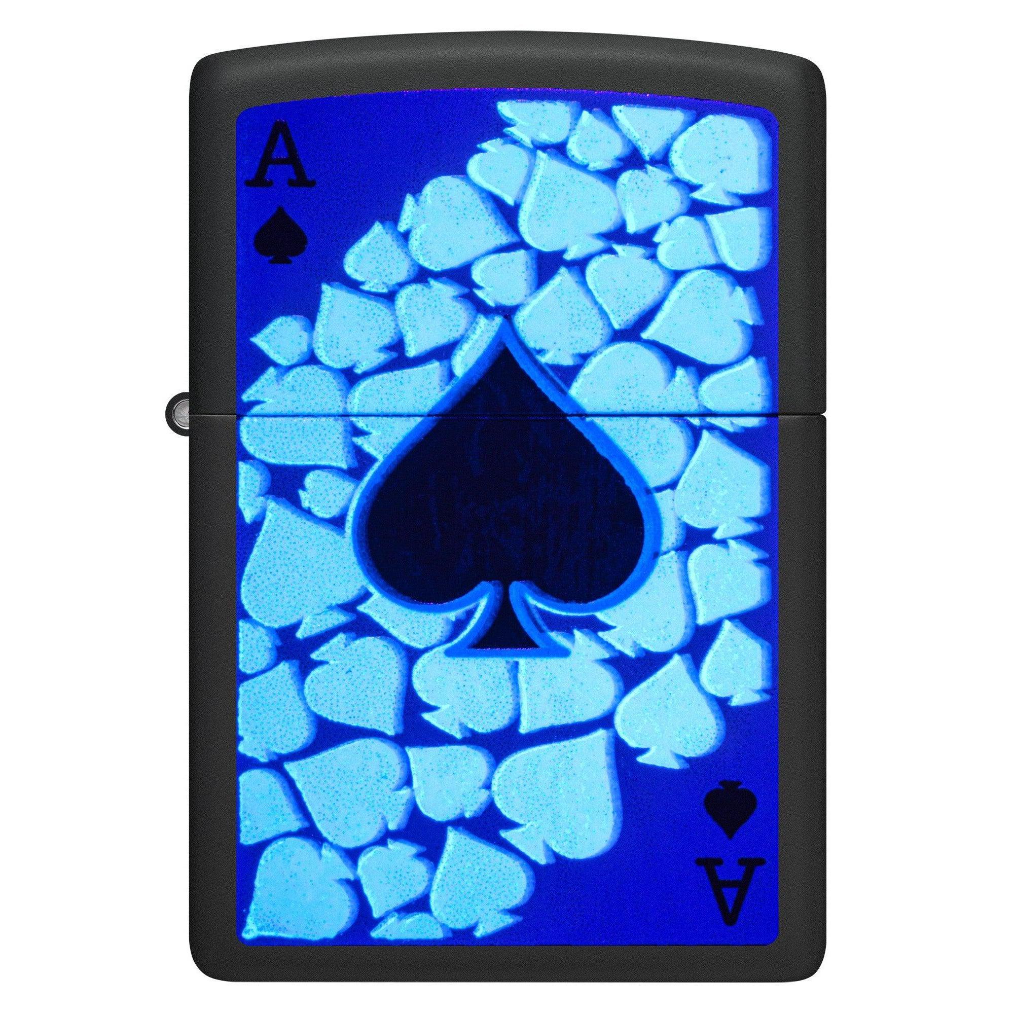 Zippo Lighter: Ace of Spades, Blacklight - Black Matte 81647 - Image 2