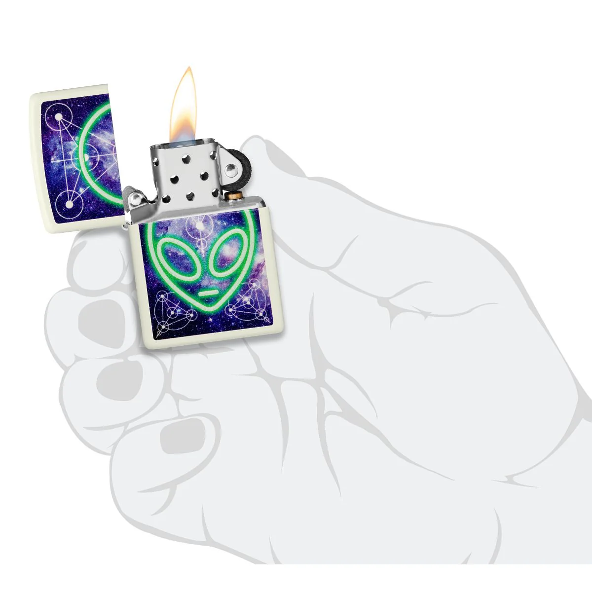 Zippo Lighter: Alien Head - Glow-in-the-Dark 46288 - Image 6