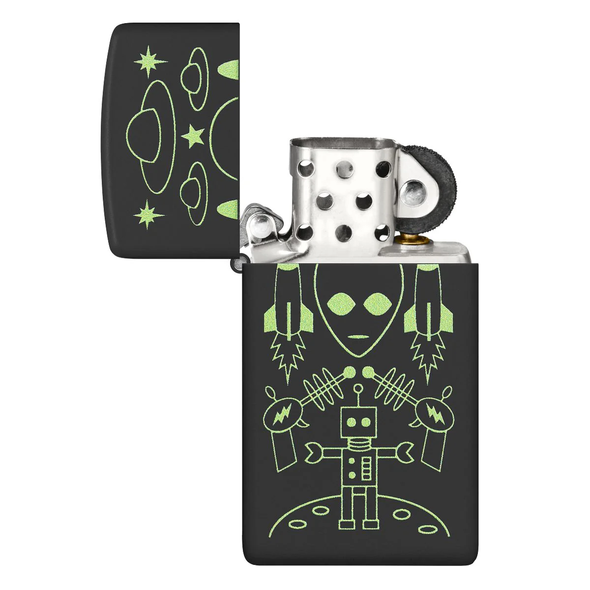 Zippo Lighter: Alien Invasion - Black Matte 46691 - Image 4