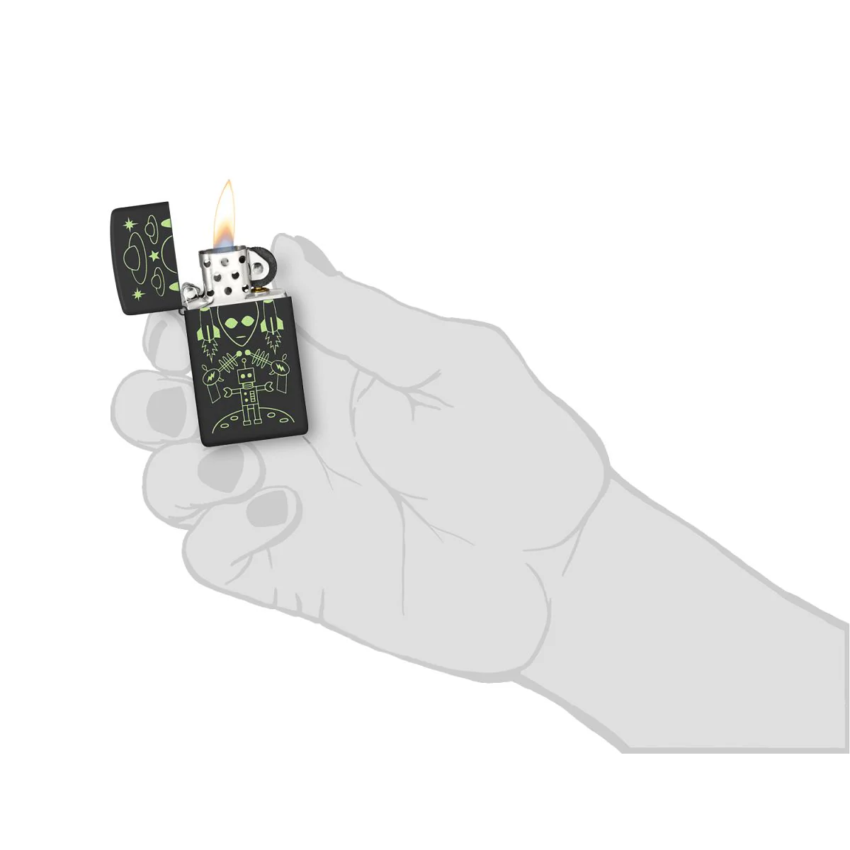 Zippo Lighter: Alien Invasion - Black Matte 46691 - Image 5