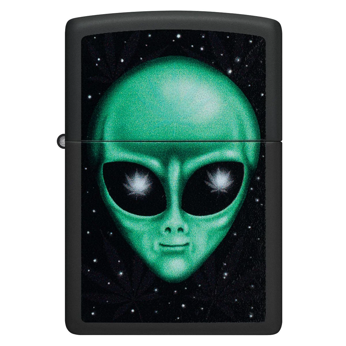 Zippo Lighter: Alien Weed Leaf Design - Black Matte 46708 - Image 3