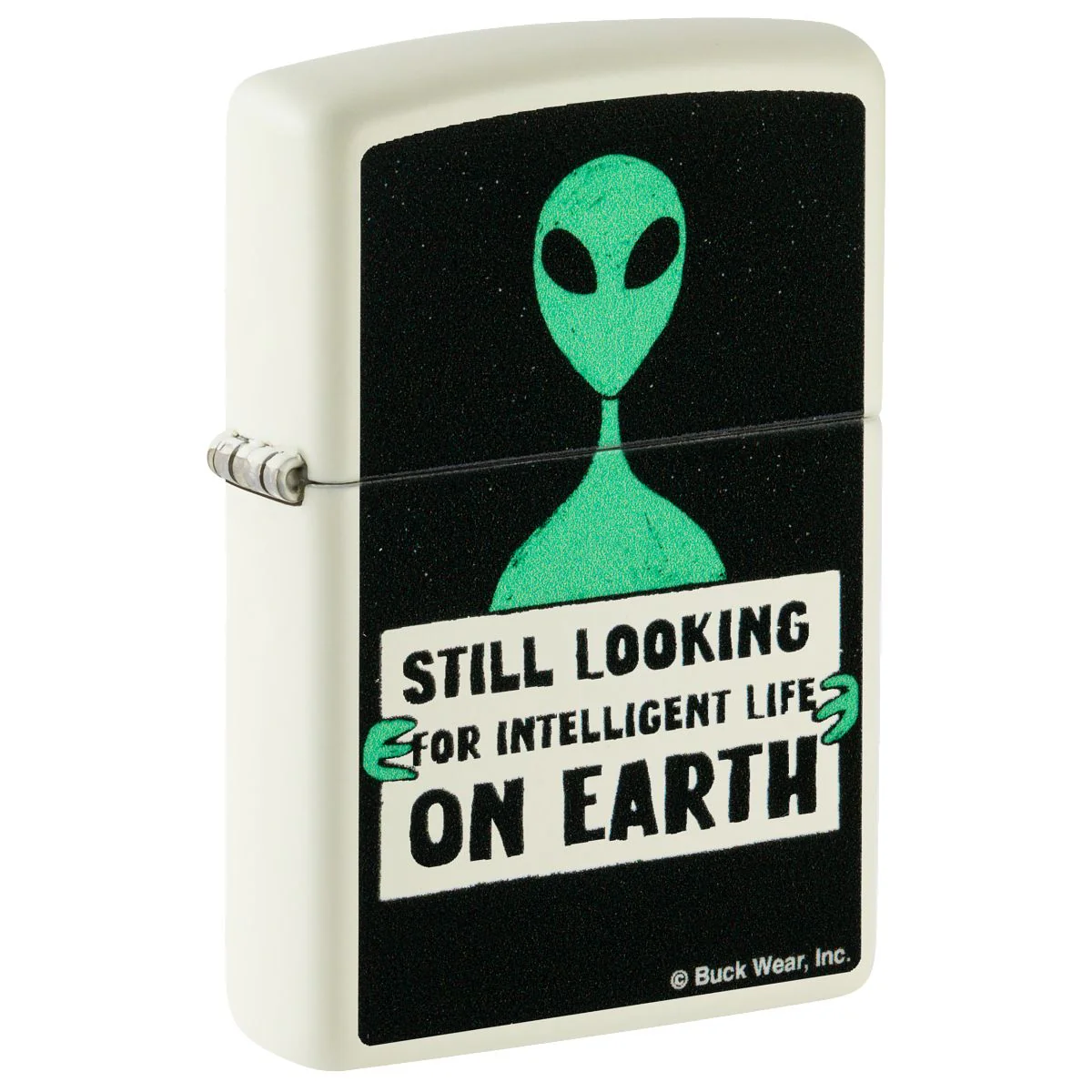 Zippo Lighter: Alien with Sign - Glow-in-the-Dark Green 46092