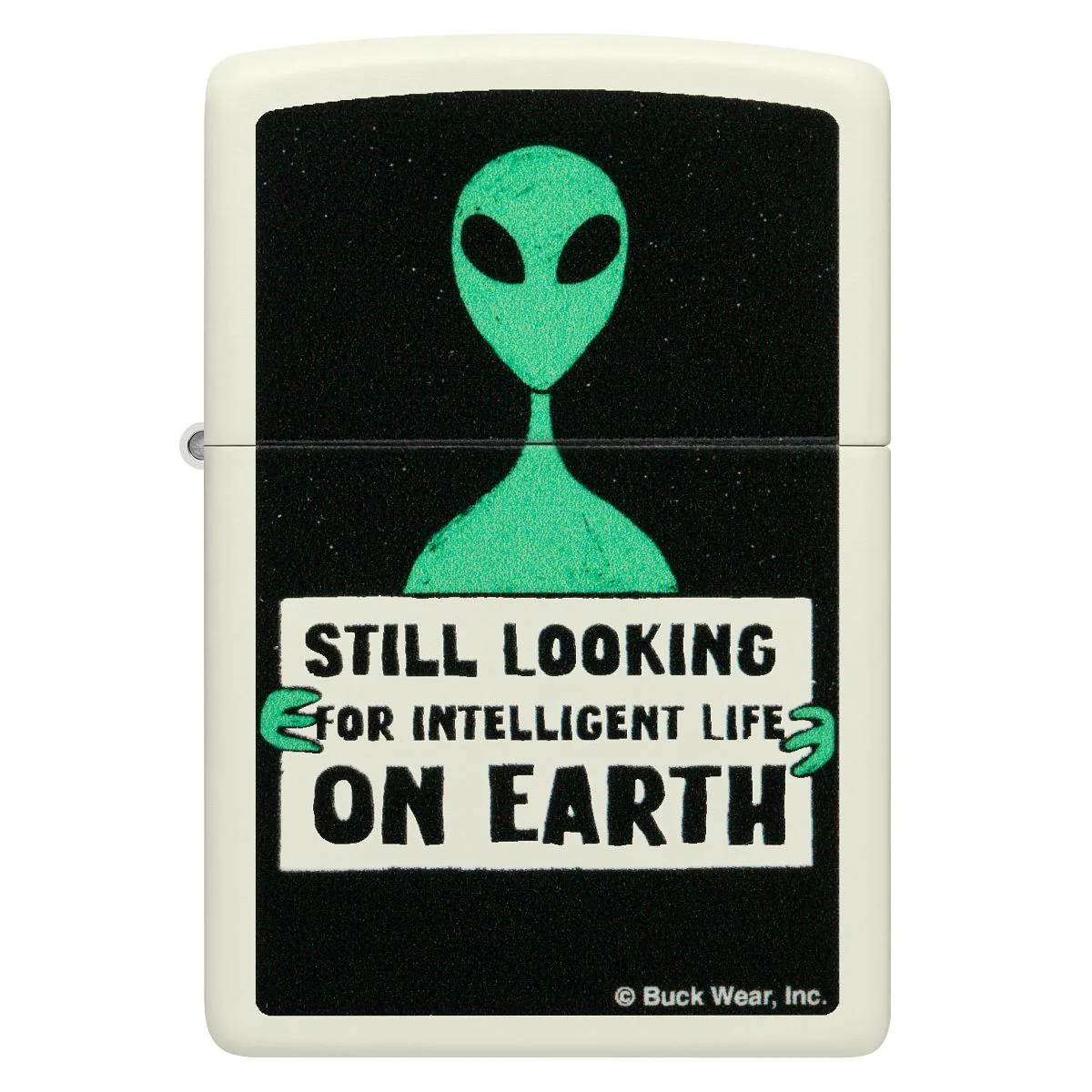 Zippo Lighter: Alien with Sign - Glow-in-the-Dark Green 46092 - Image 3