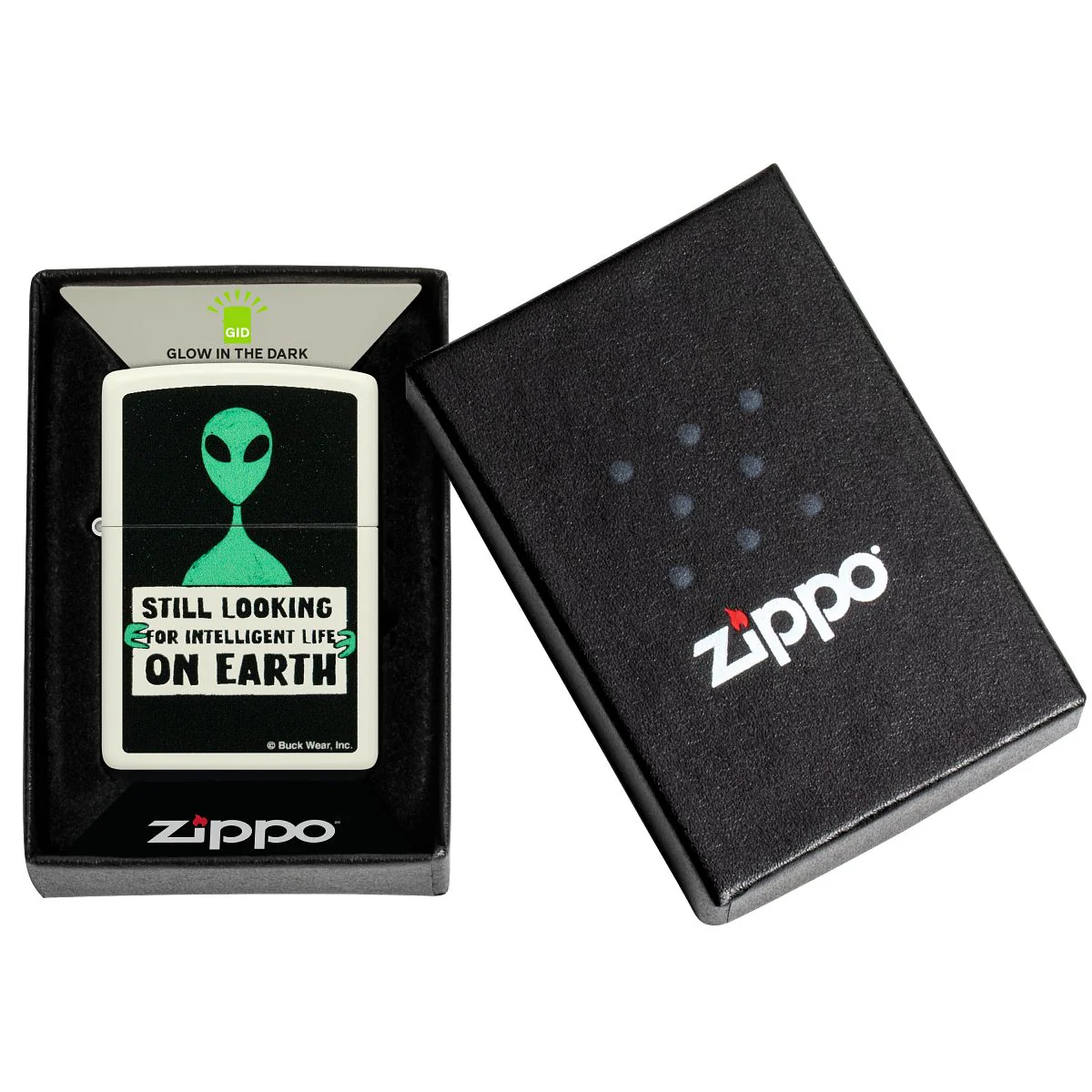 Zippo Lighter: Alien with Sign - Glow-in-the-Dark Green 46092 - Image 7