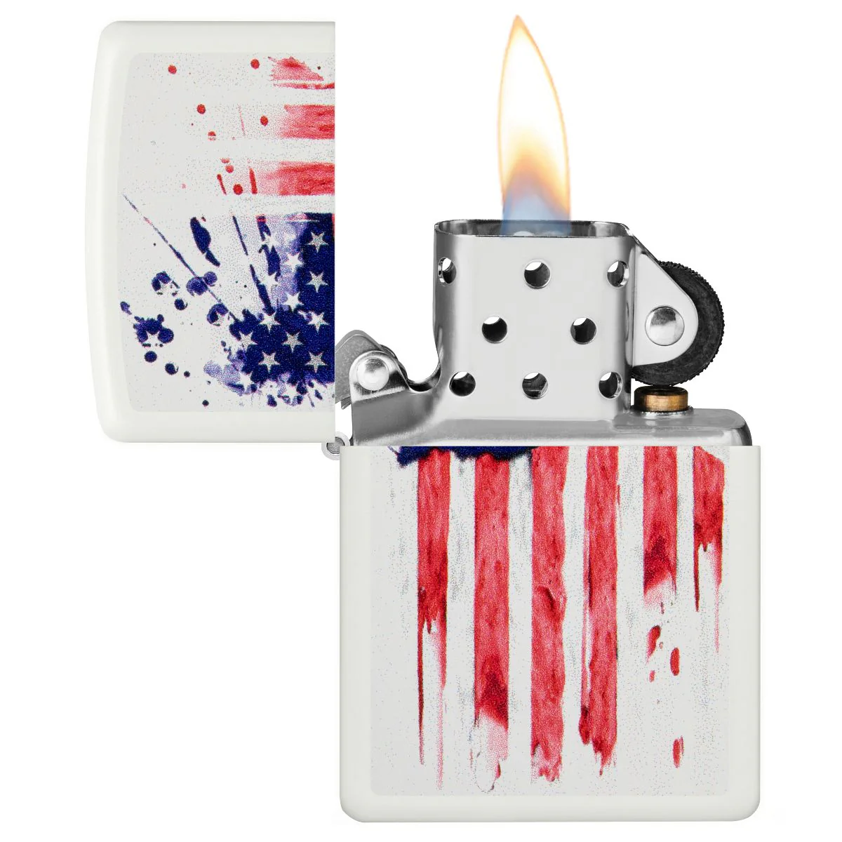 Zippo Lighter: American Flag Design - White Matte 49783 - Image 3