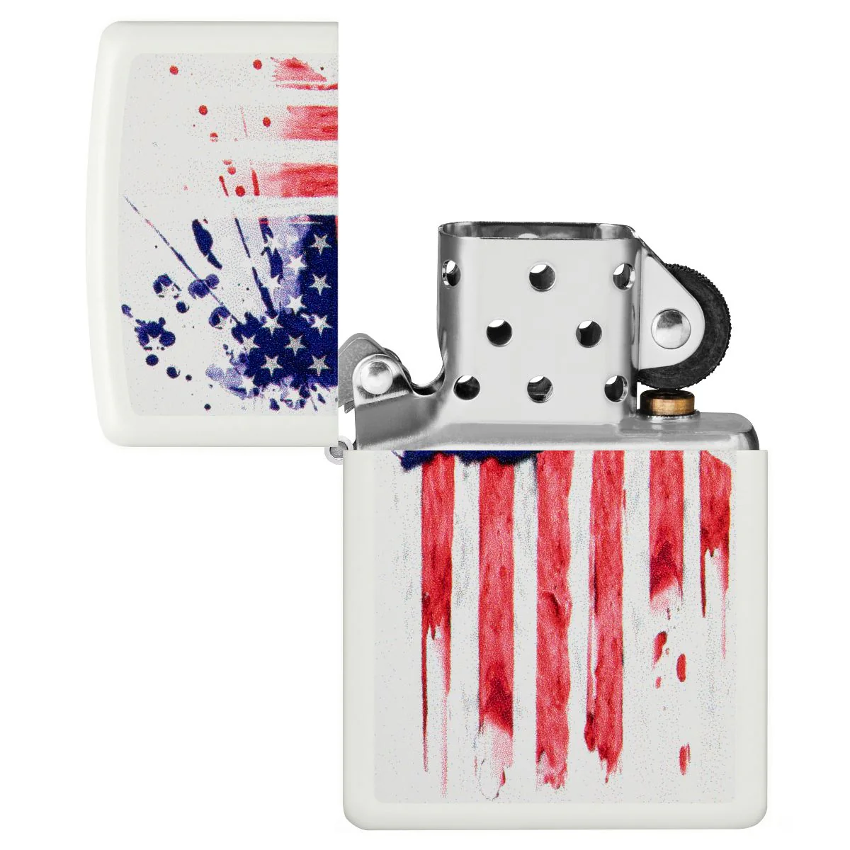 Zippo Lighter: American Flag Design - White Matte 49783 - Image 4