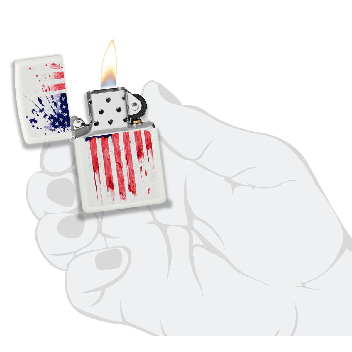 Zippo Lighter: American Flag Design - White Matte 49783 - Image 5