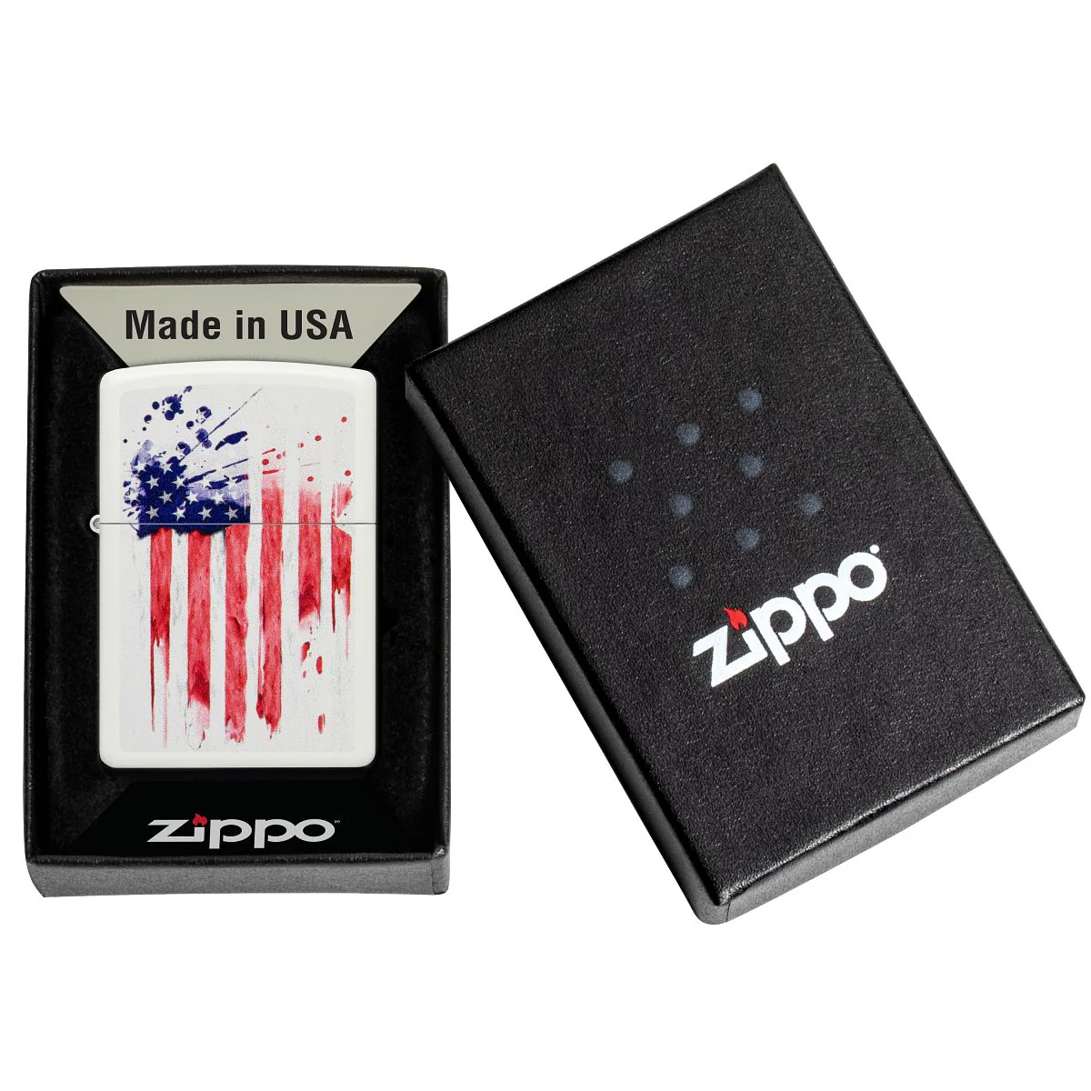 Zippo Lighter: American Flag Design - White Matte 49783 - Image 6