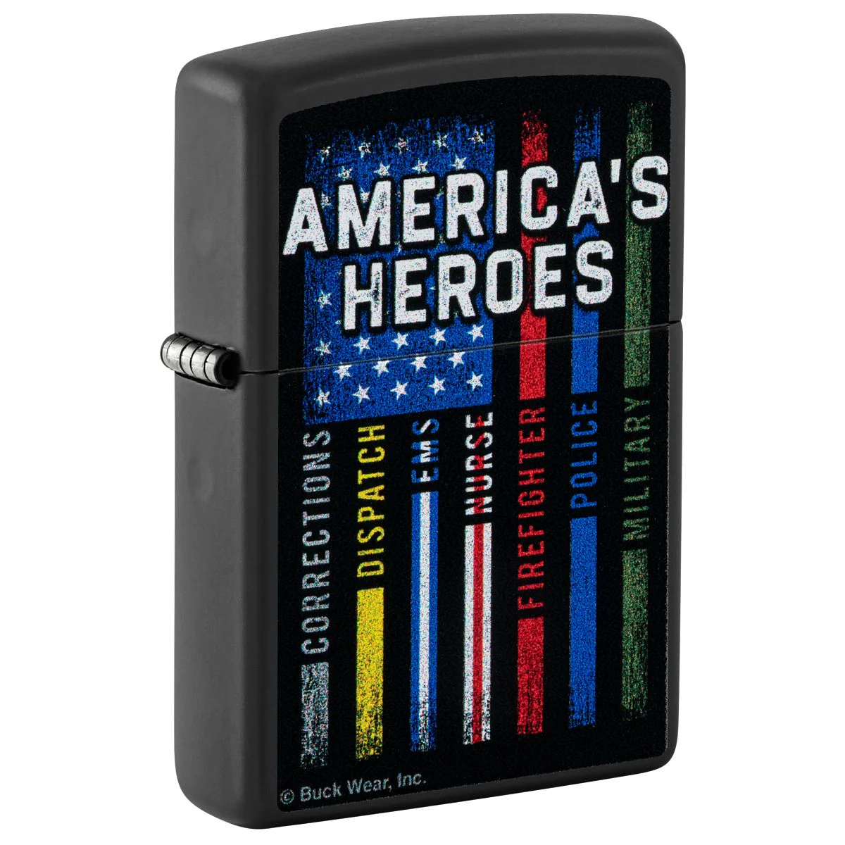 Zippo Lighter: American Heroes by Buck Wear - Black Matte 48634