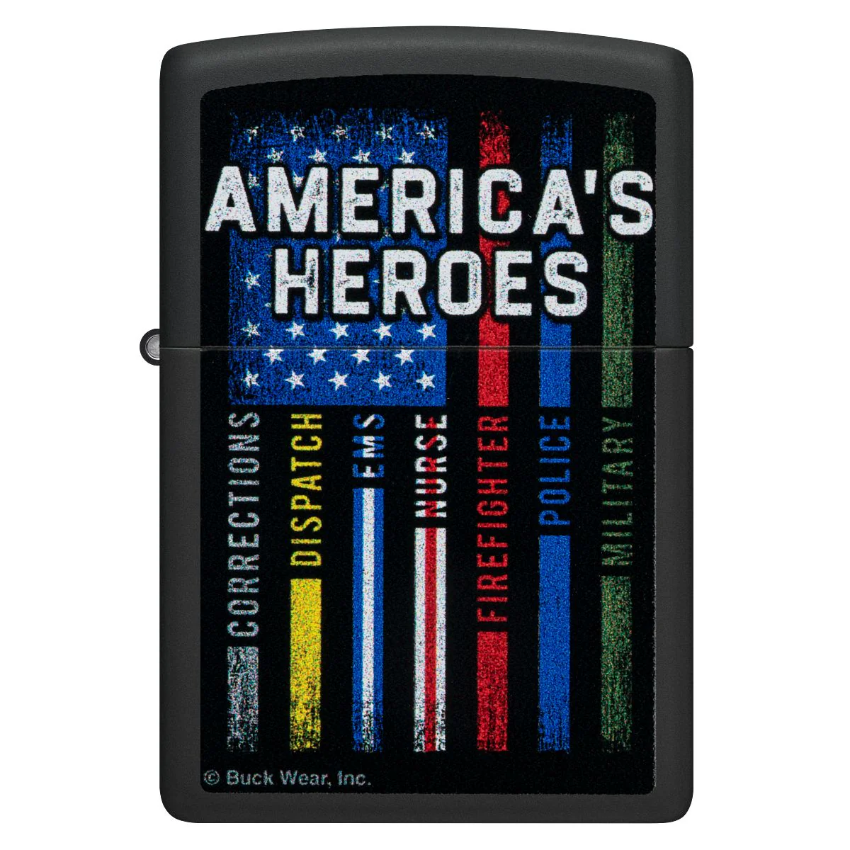 Zippo Lighter: American Heroes by Buck Wear - Black Matte 48634 - Image 2