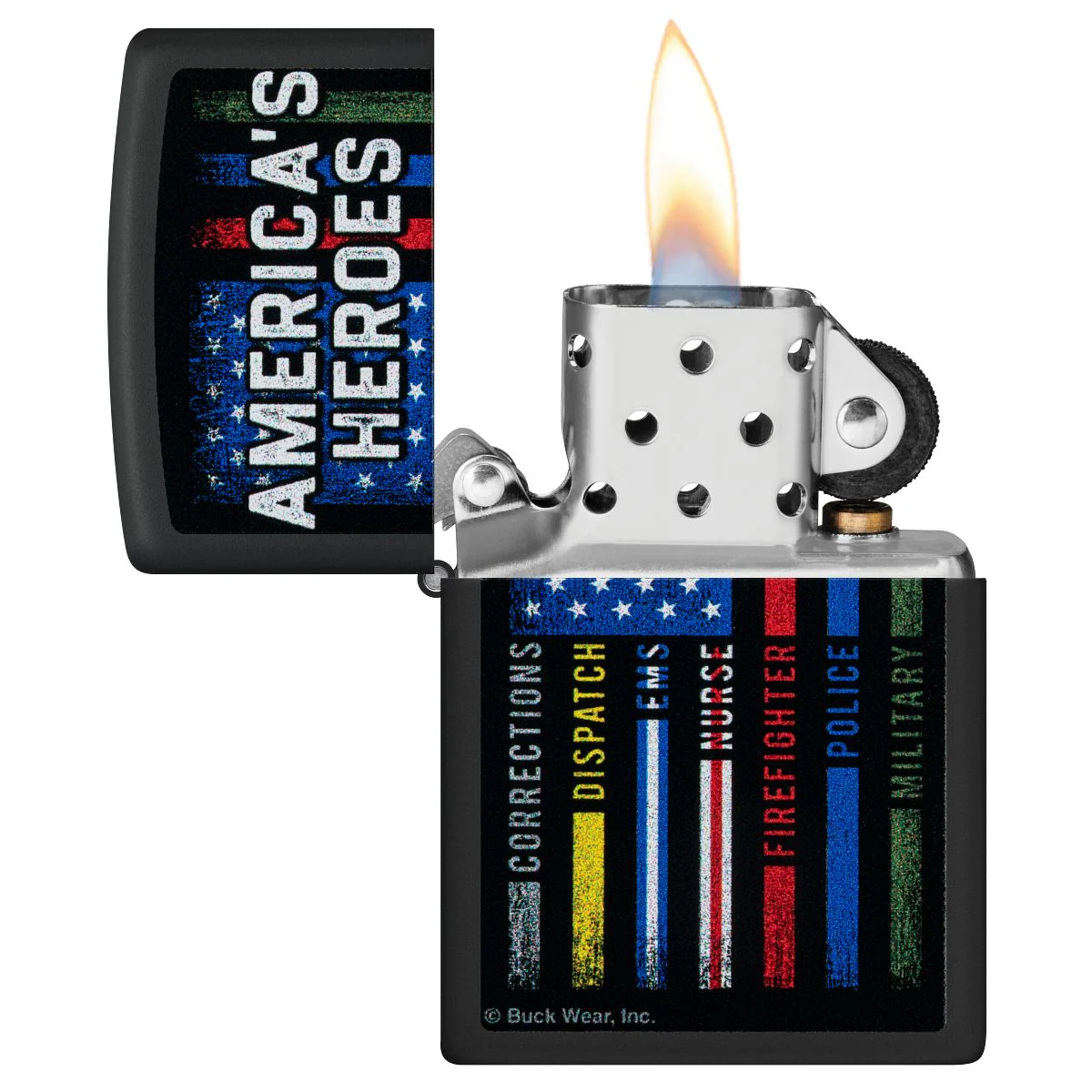 Zippo Lighter: American Heroes by Buck Wear - Black Matte 48634 - Image 3