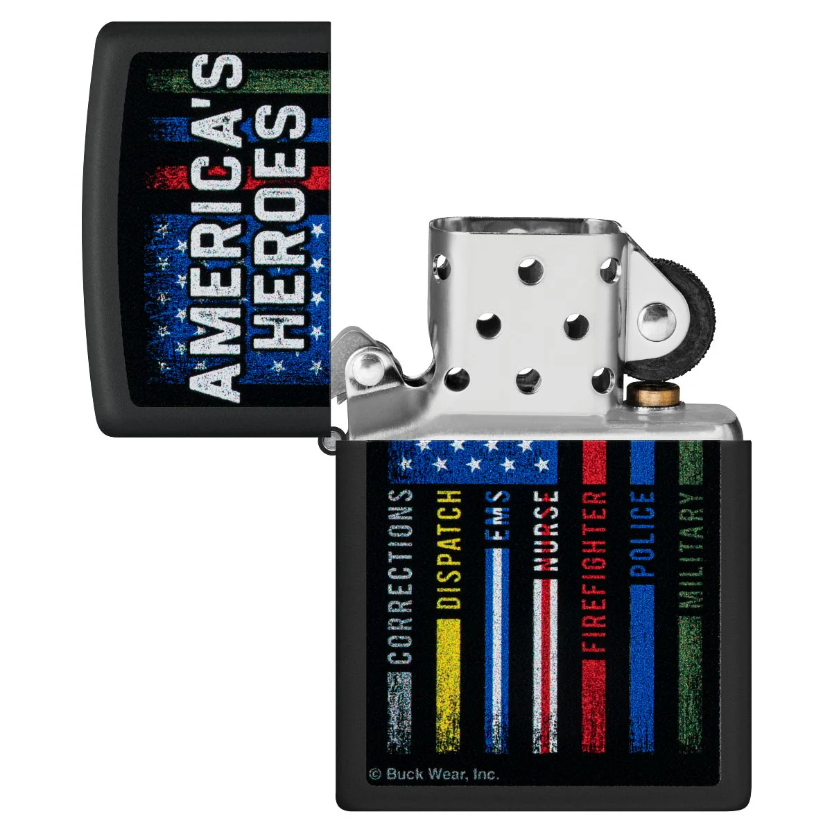 Zippo Lighter: American Heroes by Buck Wear - Black Matte 48634 - Image 4