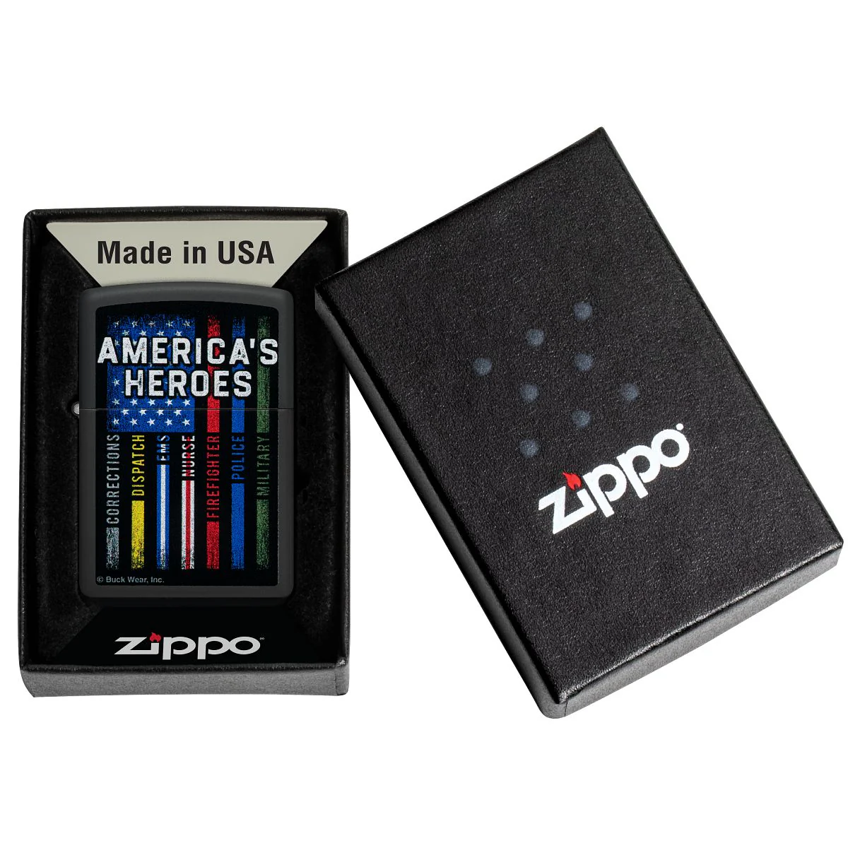 Zippo Lighter: American Heroes by Buck Wear - Black Matte 48634 - Image 6