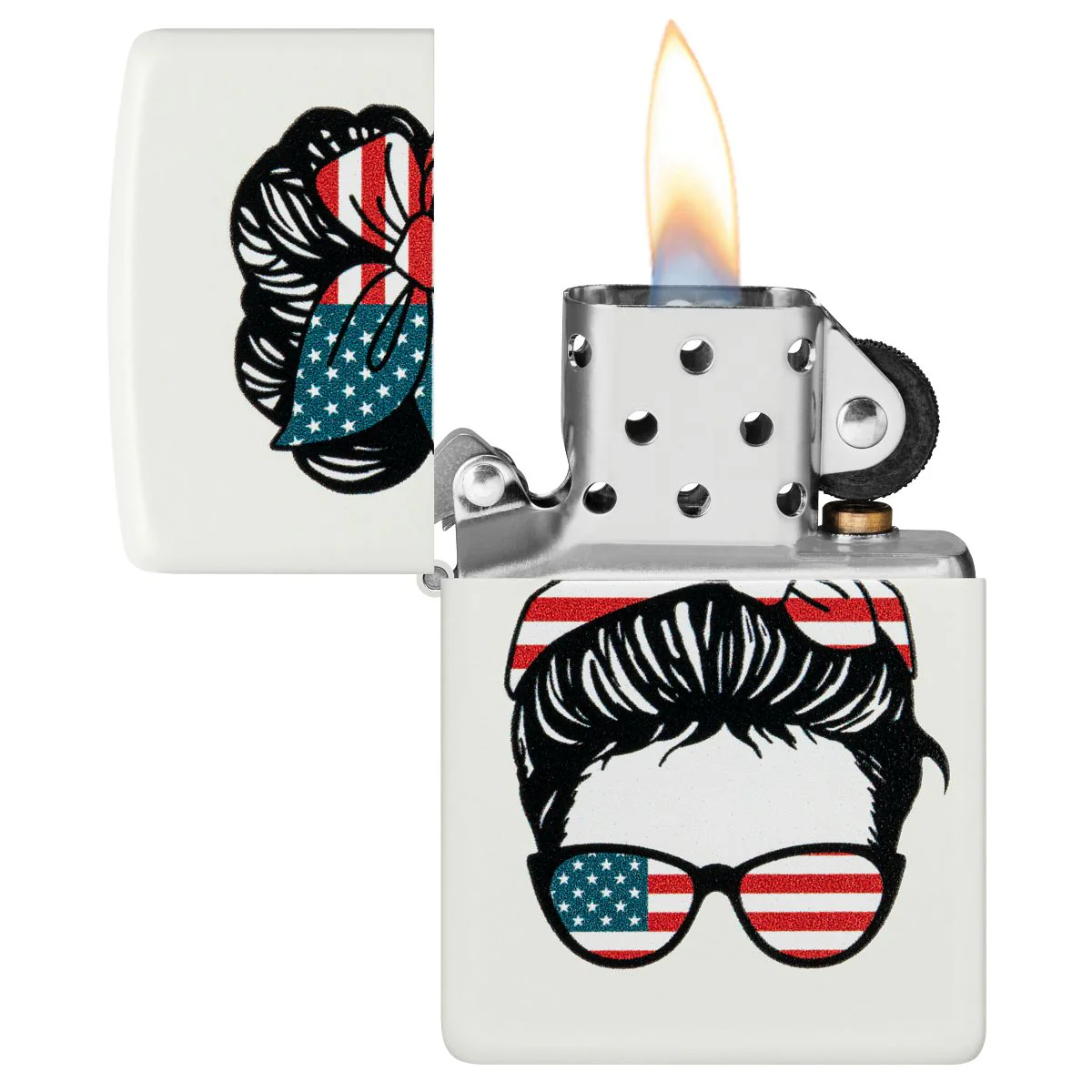 Zippo Lighter: American Woman Design - White Matte 46156 - Image 3
