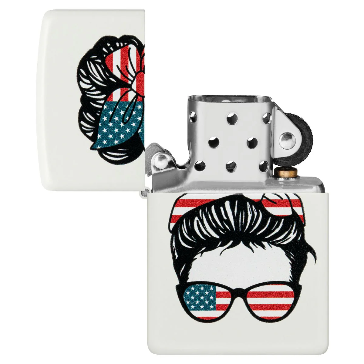 Zippo Lighter: American Woman Design - White Matte 46156 - Image 4