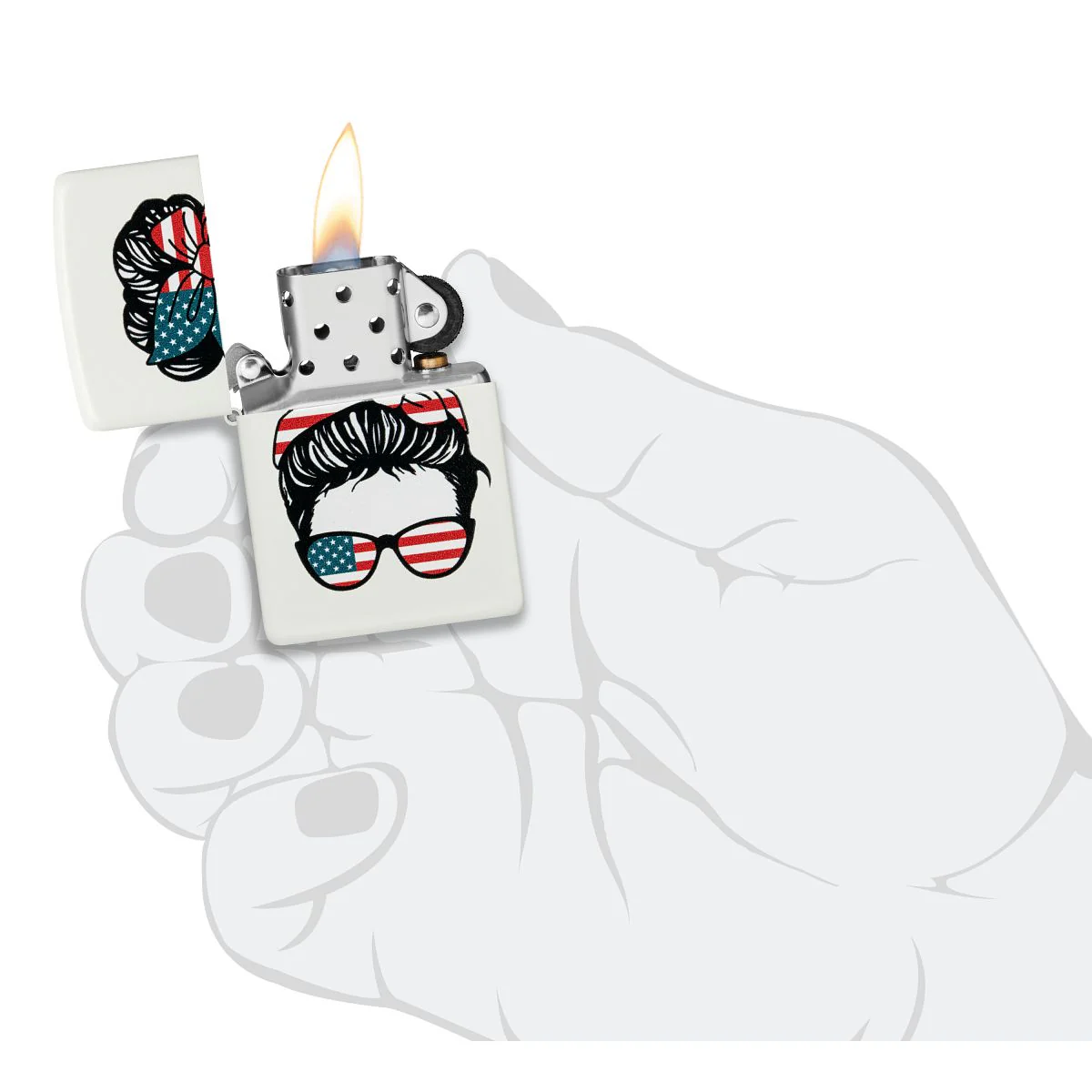 Zippo Lighter: American Woman Design - White Matte 46156 - Image 5