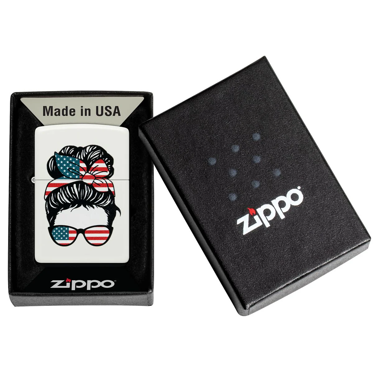 Zippo Lighter: American Woman Design - White Matte 46156 - Image 6