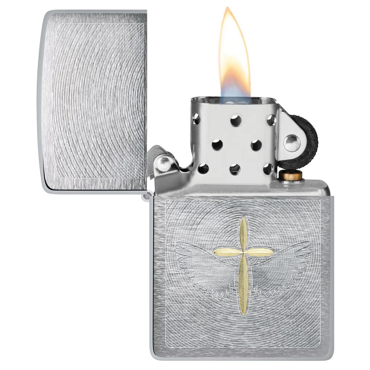 Zippo Lighter: Angel Aura Design, Engraved - Brushed Chrome 46479 - Image 3