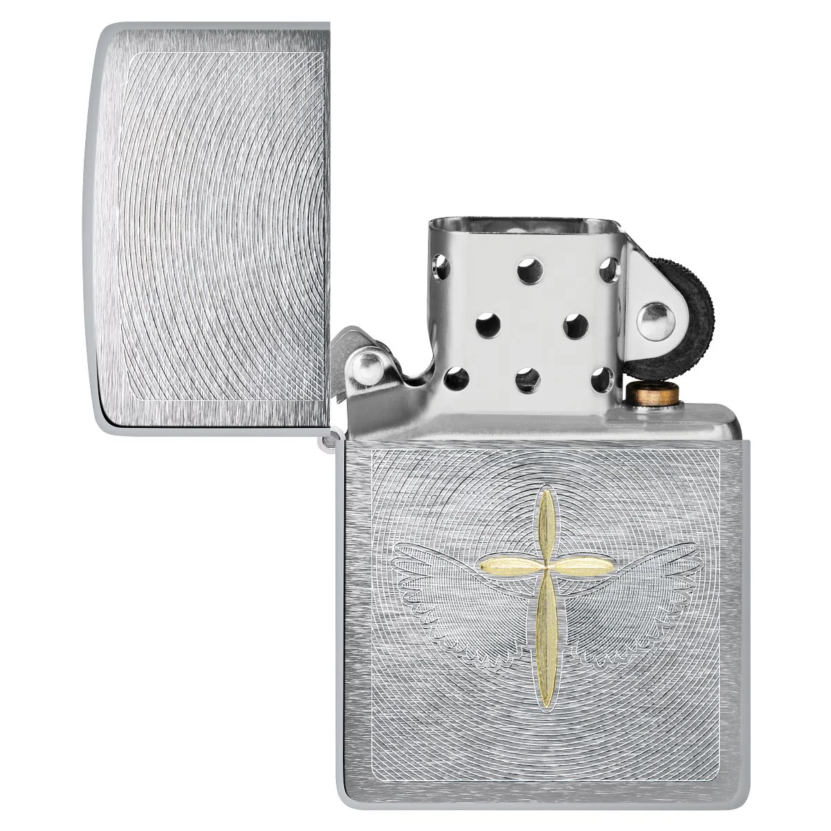 Zippo Lighter: Angel Aura Design, Engraved - Brushed Chrome 46479 - Image 4