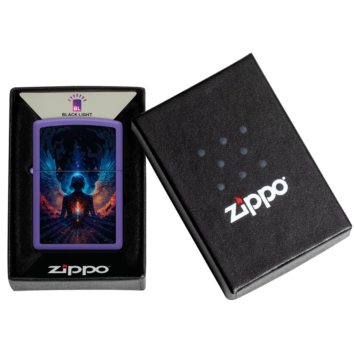 Zippo Lighter: Angel Design - Purple Matte 46612 - Image 7
