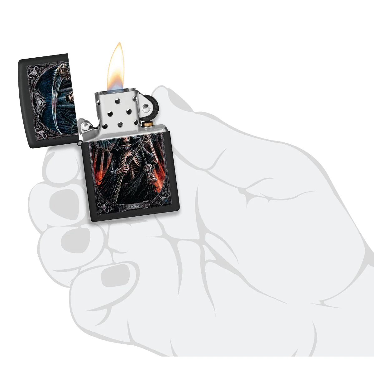 Zippo Lighter: Anne Stokes Grim Reaper - Black Matte 46164 - Image 5