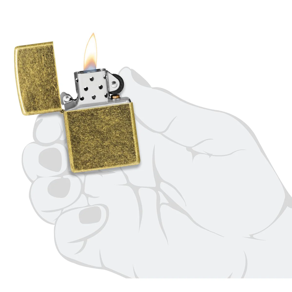 Zippo Lighter: Antique Brass - Antique Brass 201FB - Image 7