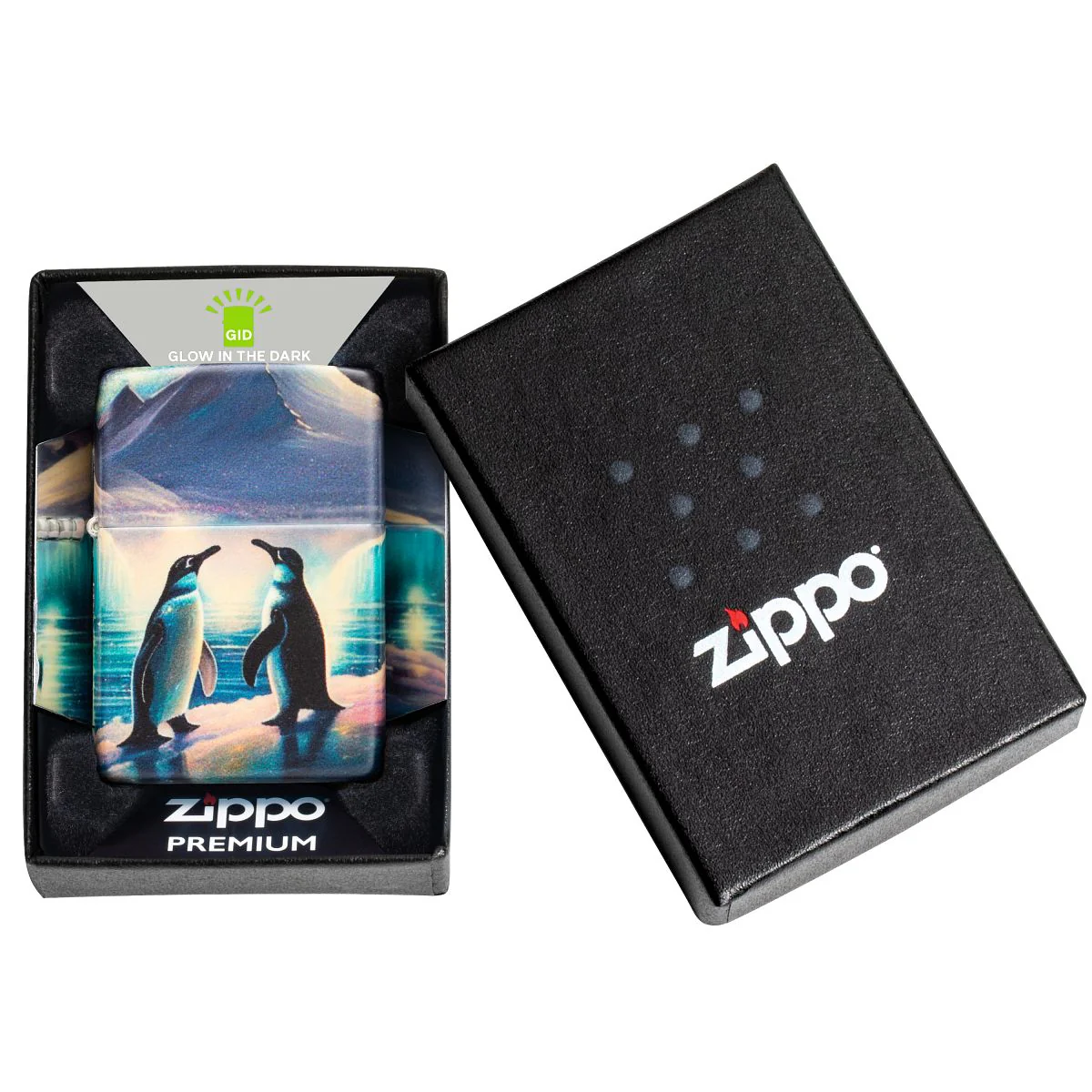 Zippo Lighter: Arctic Penguins - Glow-in-the-Dark Green 46014 - Image 11