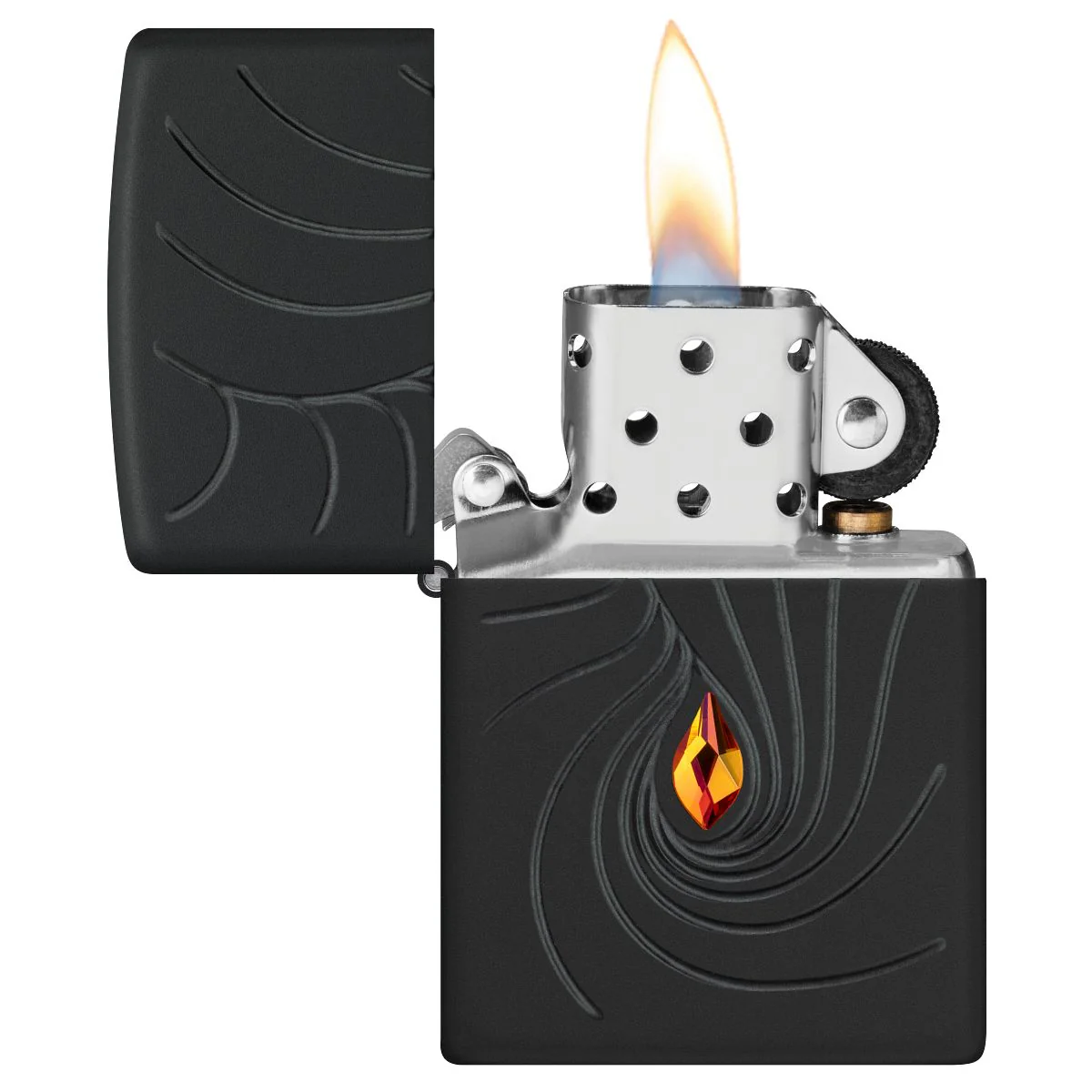 Zippo Lighter: Armor Crystal Waves, Deep Carved - Black Matte 46777 - Image 3