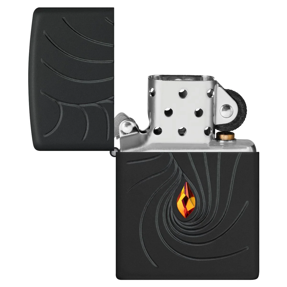 Zippo Lighter: Armor Crystal Waves, Deep Carved - Black Matte 46777 - Image 4