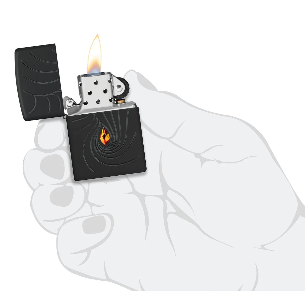 Zippo Lighter: Armor Crystal Waves, Deep Carved - Black Matte 46777 - Image 5