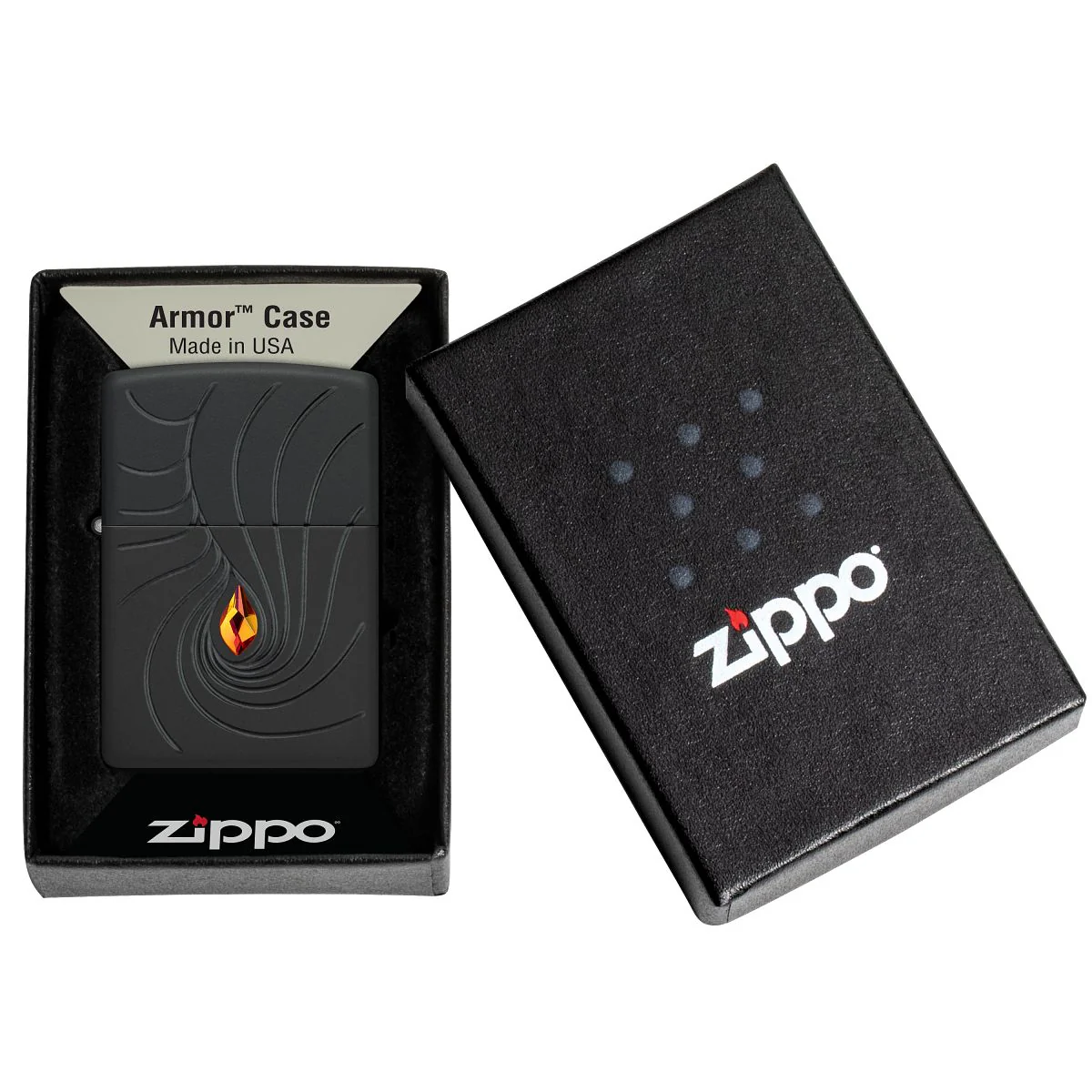Zippo Lighter: Armor Crystal Waves, Deep Carved - Black Matte 46777 - Image 6