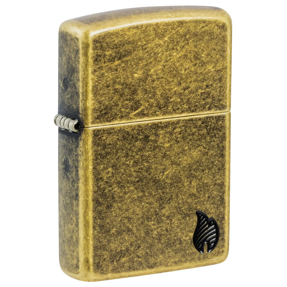 Zippo Lighter: Armor Deep Carved Flame - Antique Brass 46400