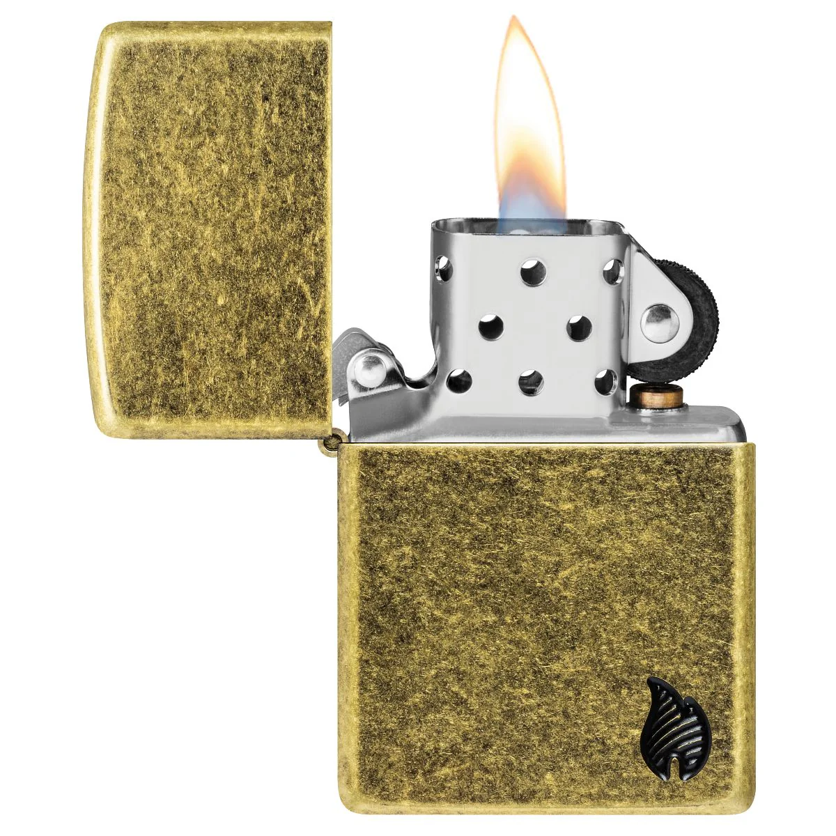 Zippo Lighter: Armor Deep Carved Flame - Antique Brass 46400 - Image 3