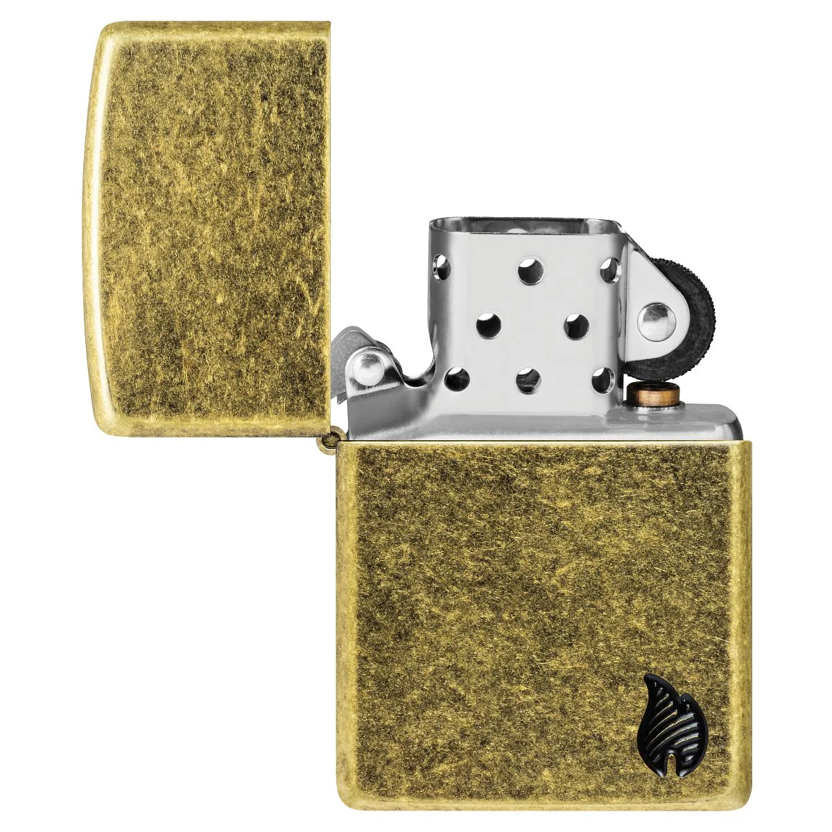 Zippo Lighter: Armor Deep Carved Flame - Antique Brass 46400 - Image 4