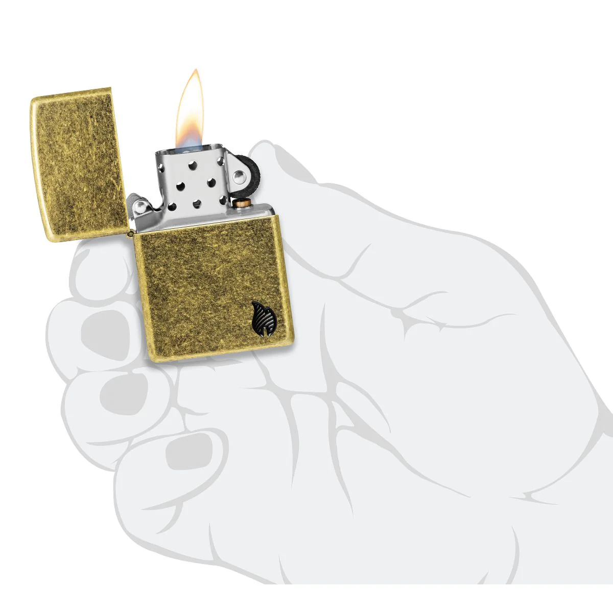 Zippo Lighter: Armor Deep Carved Flame - Antique Brass 46400 - Image 5