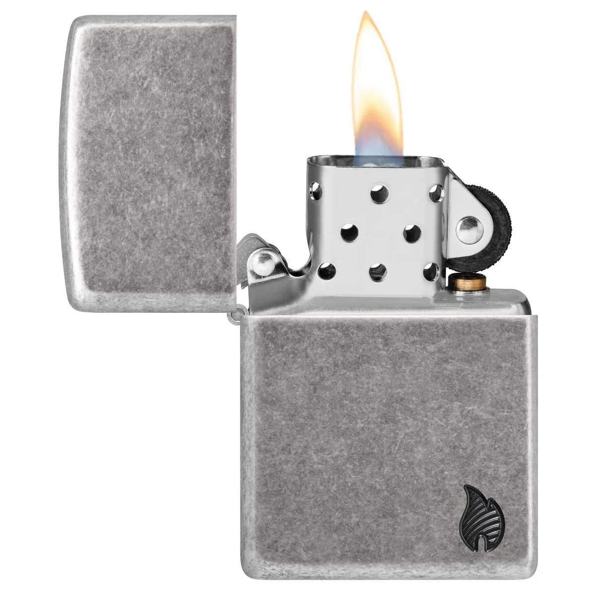 Zippo Lighter: Armor Deep Carved Flame - Antique Silver 46399 - Image 3