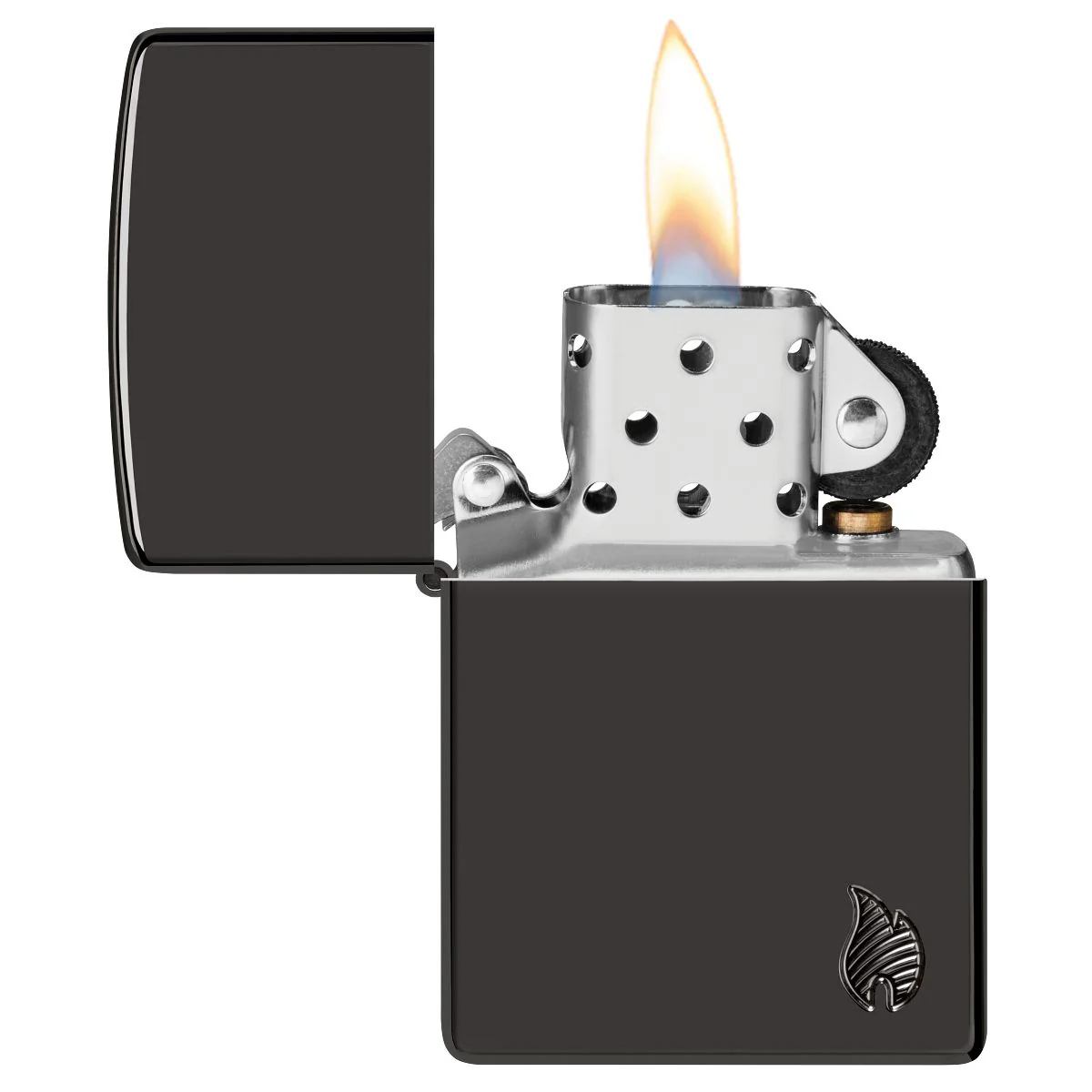 Zippo Lighter: Armor Deep Carved Flame - High Polish Black 46402 - Image 3