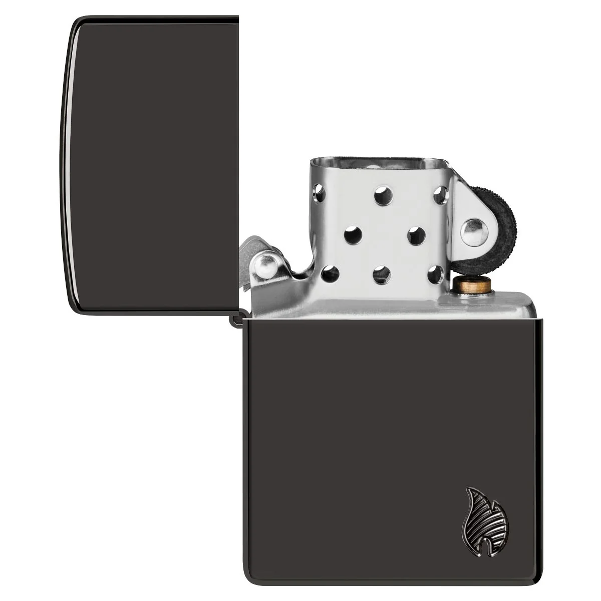 Zippo Lighter: Armor Deep Carved Flame - High Polish Black 46402 - Image 4